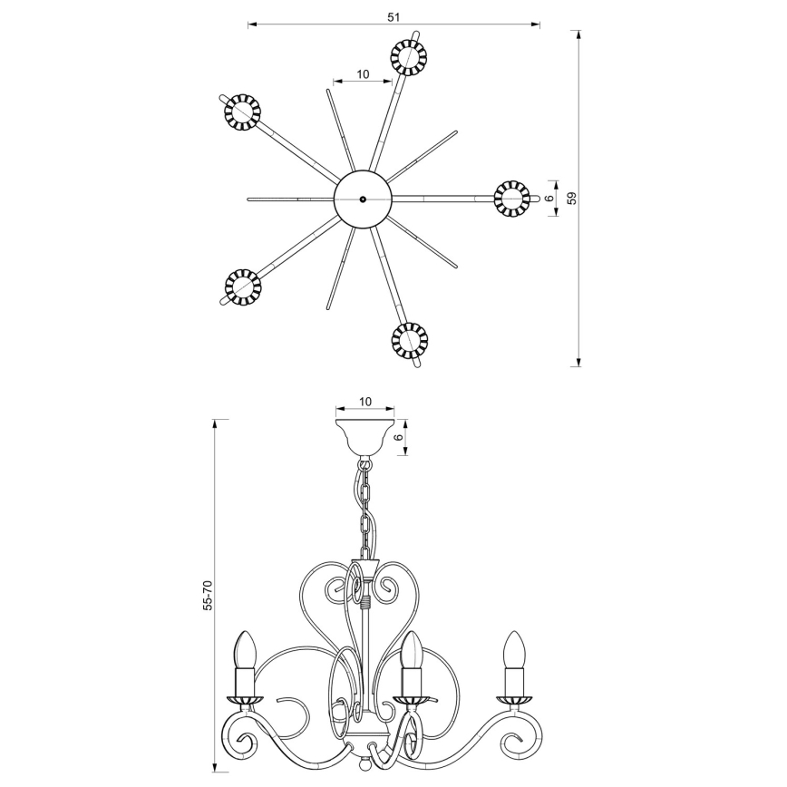 Candelabro numa corrente MAURO 5xE14/60W/230V
