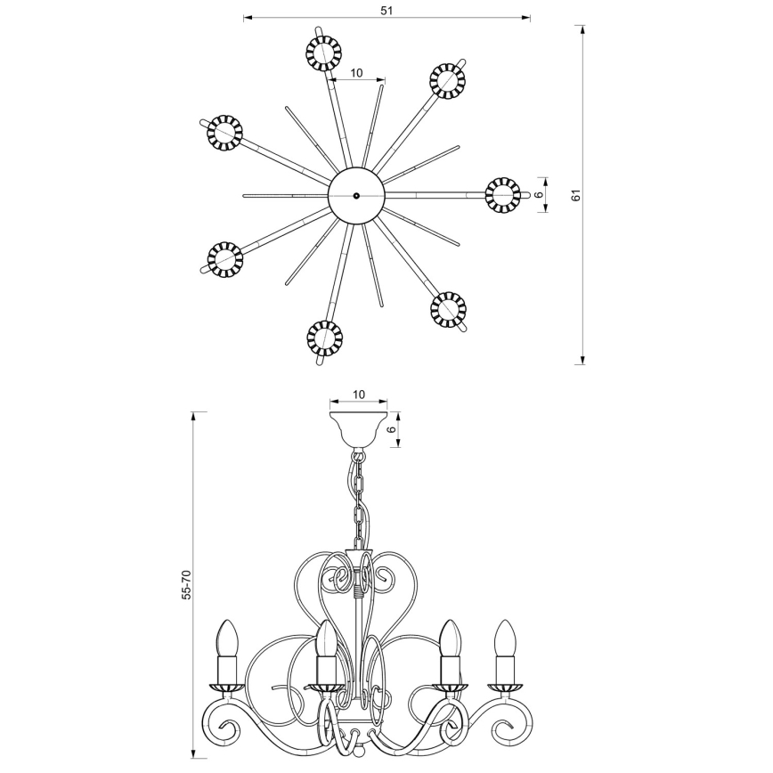 Candelabro numa corrente MAURO 7xE14/60W/230V