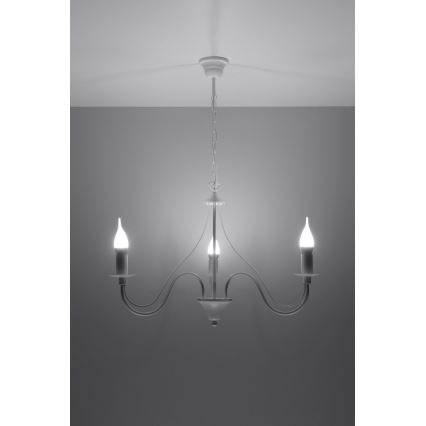 Candelabro numa corrente MINERWA 3 3xE14/40W/230V branco