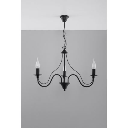 Candelabro numa corrente MINERWA 3 3xE14/40W/230V preto antigo