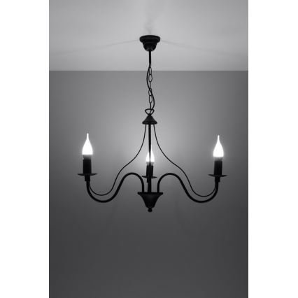 Candelabro numa corrente MINERWA 3 3xE14/40W/230V preto antigo