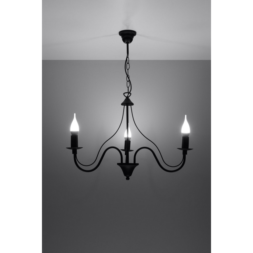 Candelabro numa corrente MINERWA 3 3xE14/40W/230V preto antigo