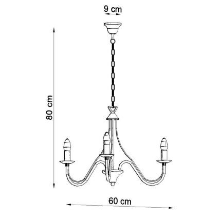 Candelabro numa corrente MINERWA 3 3xE14/40W/230V preto antigo