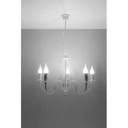 Candelabro numa corrente MINERWA 5 5xE14/40W/230V branco