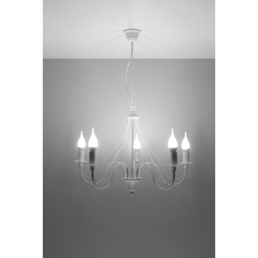 Candelabro numa corrente MINERWA 5 5xE14/40W/230V branco