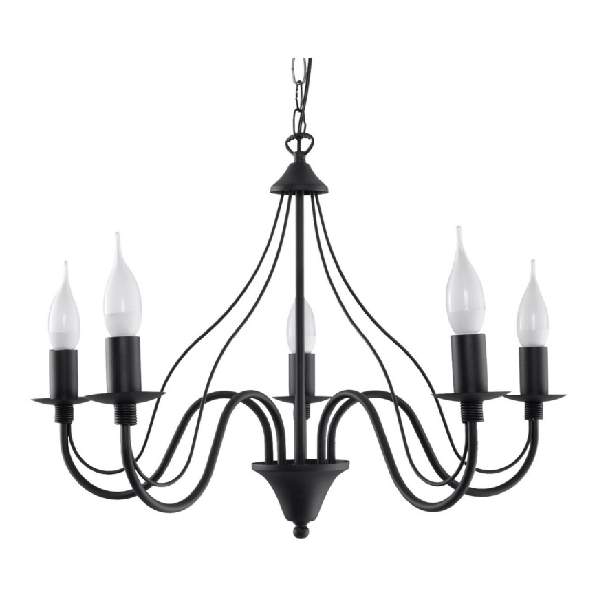 Candelabro numa corrente MINERWA 5 5xE14/40W/230V preto antigo