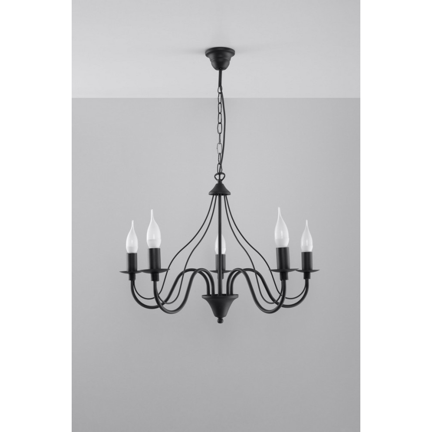 Candelabro numa corrente MINERWA 5 5xE14/40W/230V preto antigo