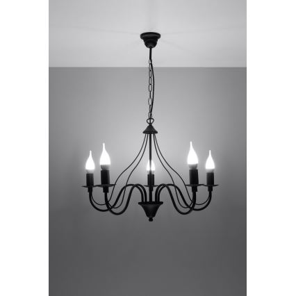Candelabro numa corrente MINERWA 5 5xE14/40W/230V preto antigo