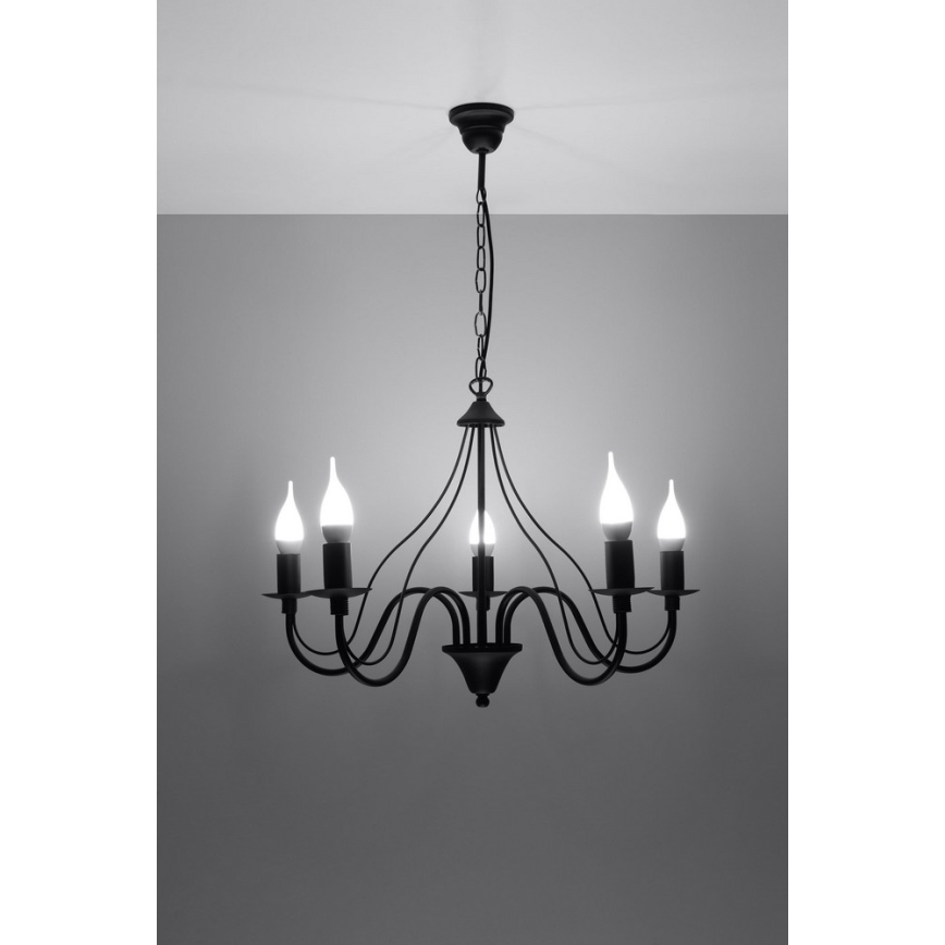 Candelabro numa corrente MINERWA 5 5xE14/40W/230V preto antigo