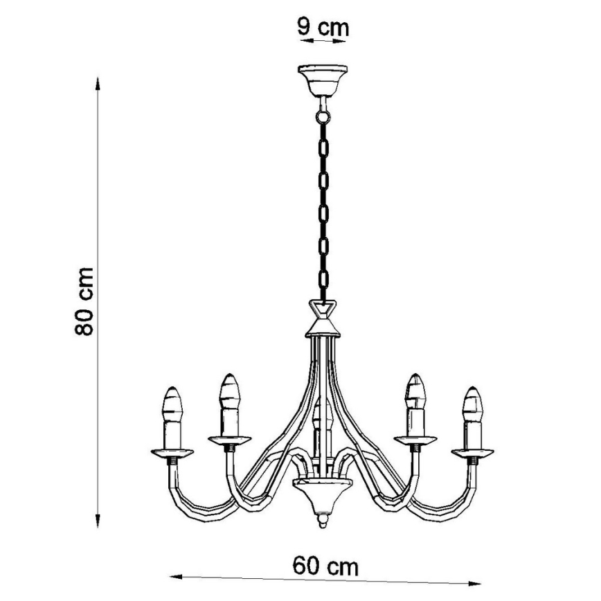 Candelabro numa corrente MINERWA 5 5xE14/40W/230V preto antigo