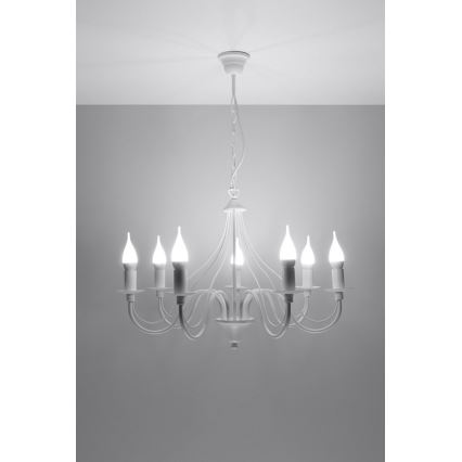Candelabro numa corrente MINERWA 7 7xE14/40W/230V branco