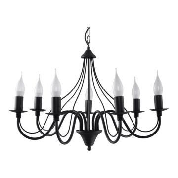 Candelabro numa corrente MINERWA 7 7xE14/40W/230V preto antigo