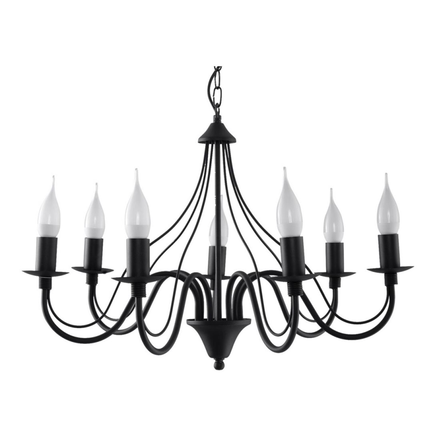 Candelabro numa corrente MINERWA 7 7xE14/40W/230V preto antigo