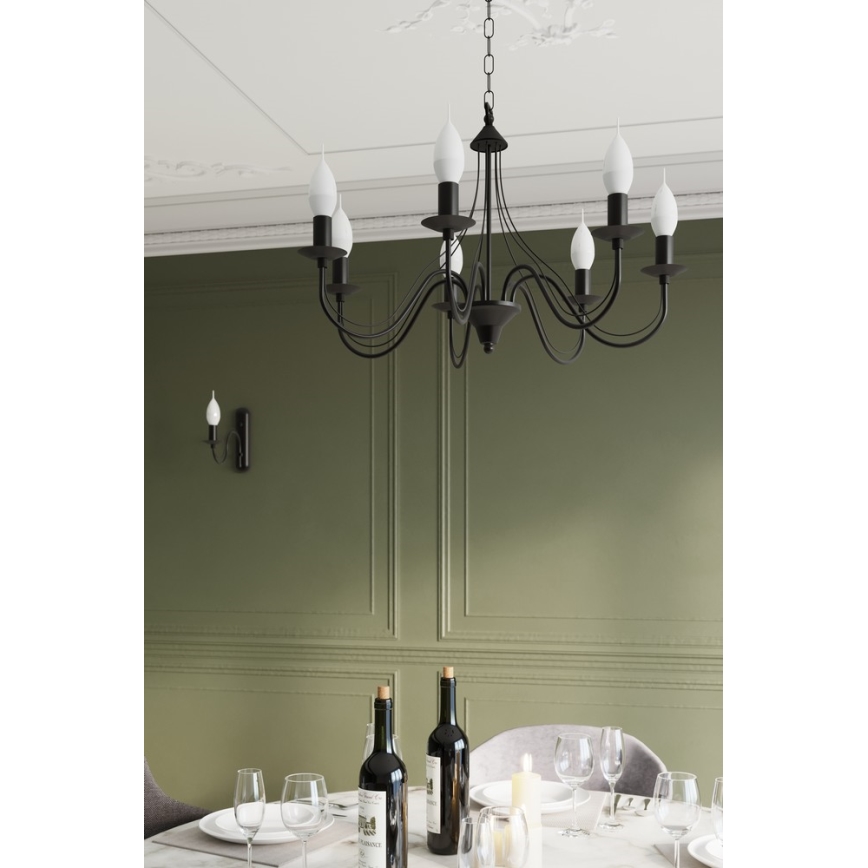 Candelabro numa corrente MINERWA 7 7xE14/40W/230V preto antigo