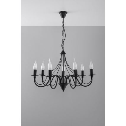 Candelabro numa corrente MINERWA 7 7xE14/40W/230V preto antigo
