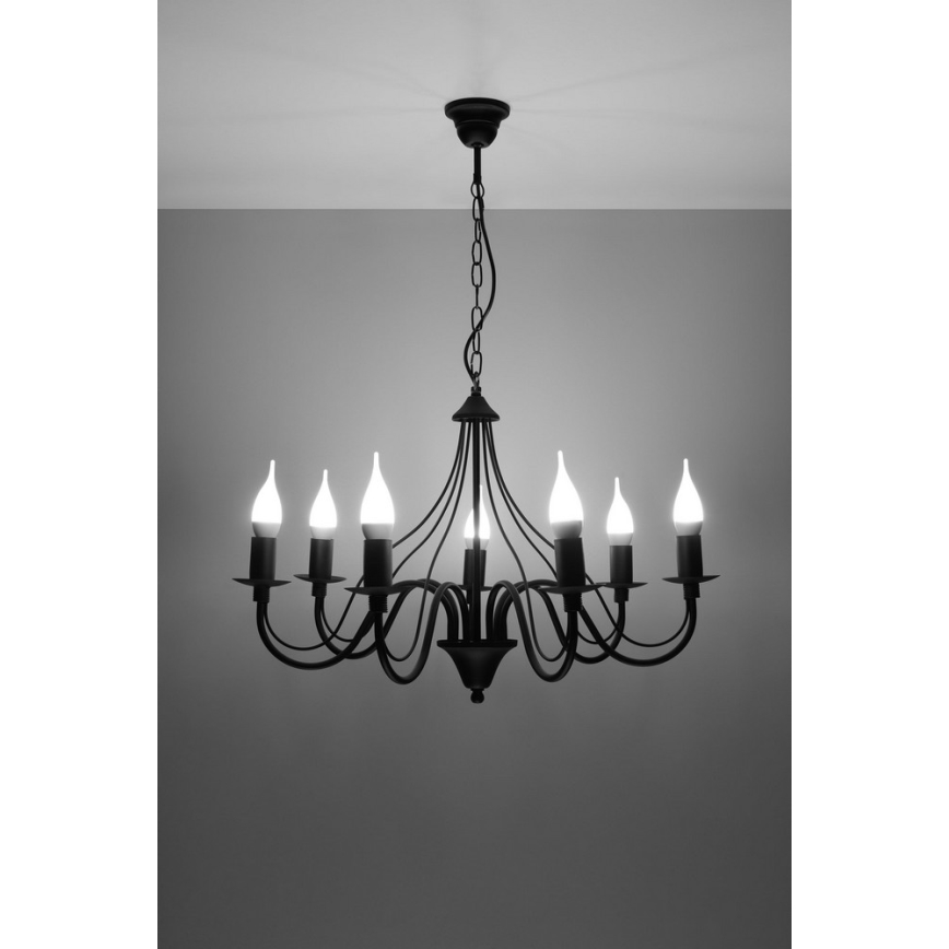 Candelabro numa corrente MINERWA 7 7xE14/40W/230V preto antigo