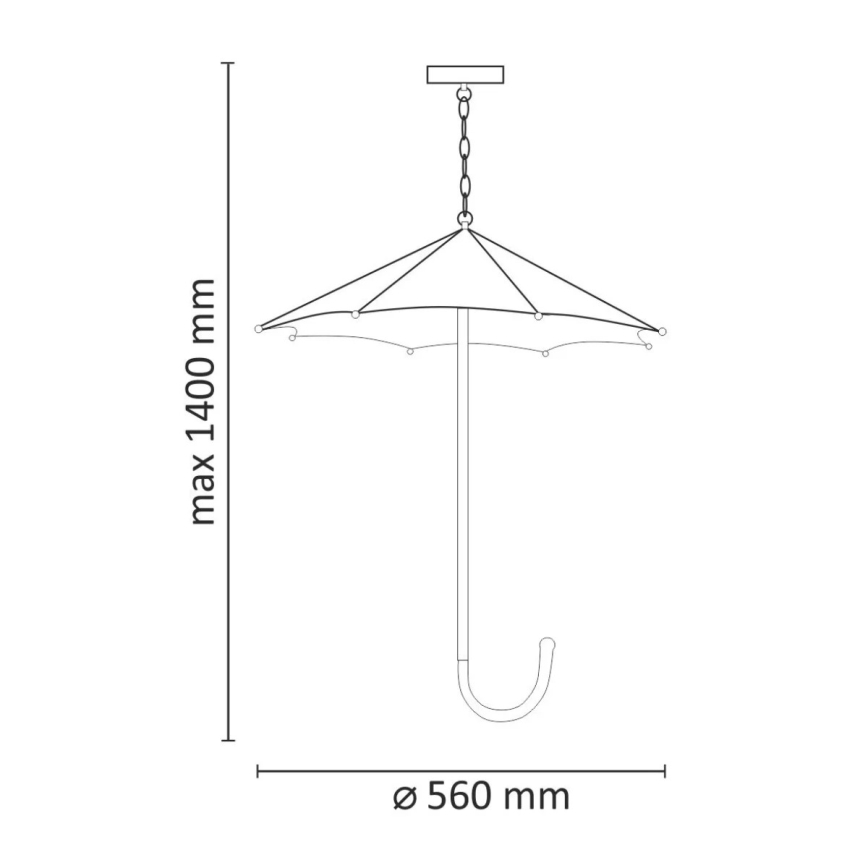Candelabro numa corrente PARASOL 3xE27/20W/230V