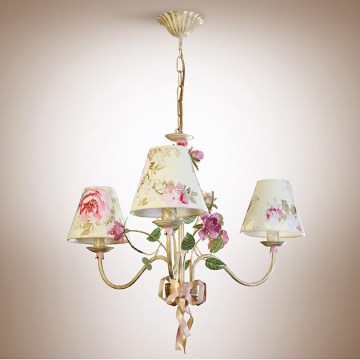 Candelabro numa corrente ROMANCE 3xE14/40W/230V dourado