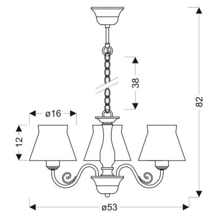 Candelabro numa corrente ZEFIR 3xE27/40W/230V