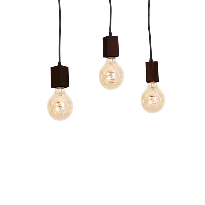 Candelabro pendente JACK 3xE27/40W/230V madeira castanha