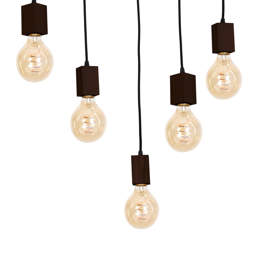 Candelabro pendente JACK 5xE27/40W/230V madeira castanha
