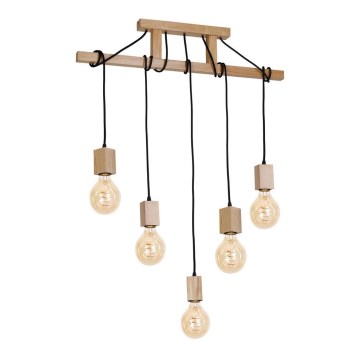 Candelabro pendente JACK 5xE27/40W/230V madeira natural