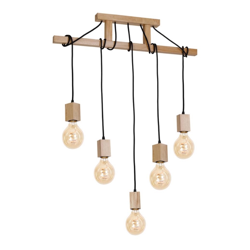 Candelabro pendente JACK 5xE27/40W/230V madeira natural