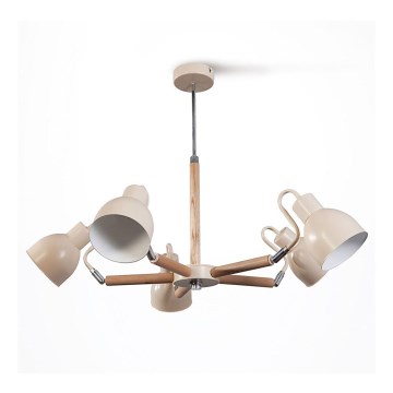 Candelabro pendente KALITHEA 5xE27/60W/230V bege