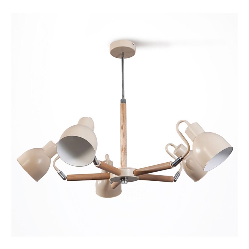 Candelabro pendente KALITHEA 5xE27/60W/230V bege