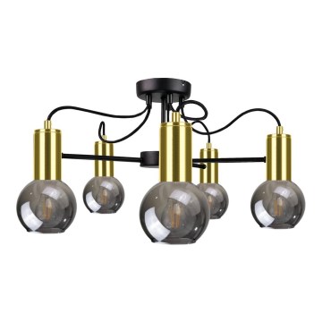 Candelabro pendente LIVA 5xE27/60W/230V preto antigo/dourado