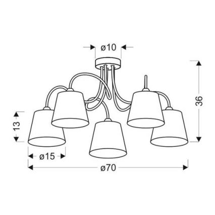 Candelabro pendente LUK 5xE14/40W/230V