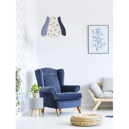Candelabro pendente num fio de criança ZUZA 1xE27/60W/230V AZUL
