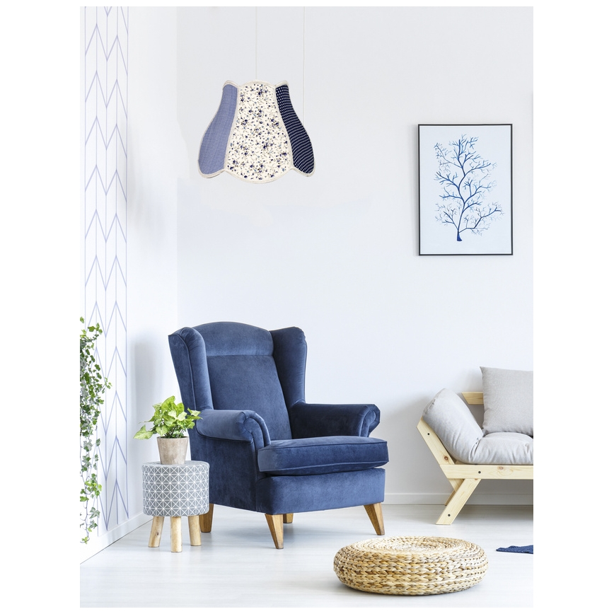 Candelabro pendente num fio de criança ZUZA 1xE27/60W/230V AZUL