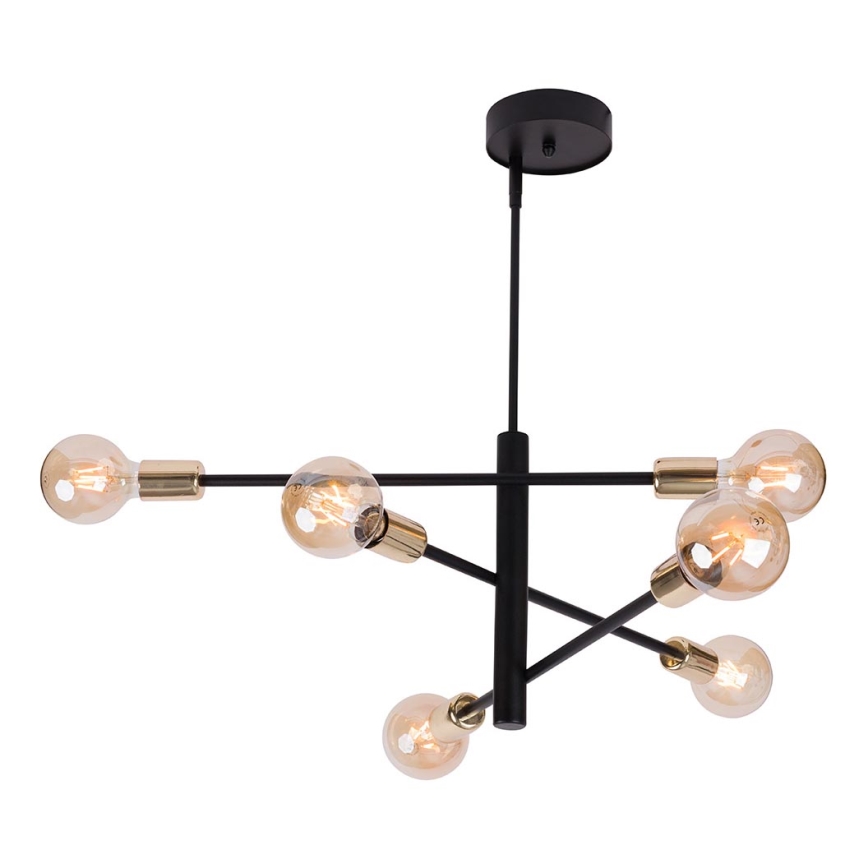 Candelabro pendente ONYX 6xE27/60W/230V preto antigo/dourado