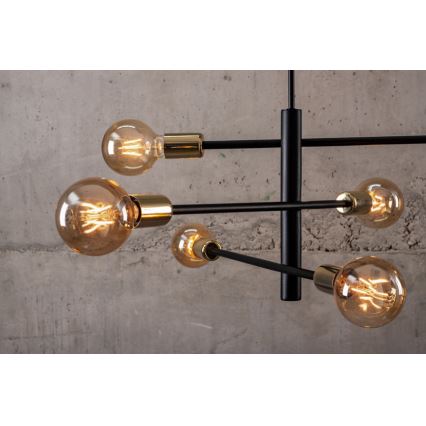 Candelabro pendente ONYX 6xE27/60W/230V preto antigo/dourado