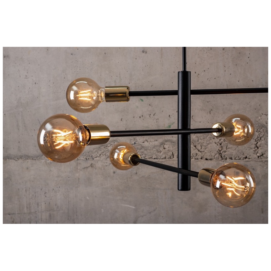 Candelabro pendente ONYX 6xE27/60W/230V preto antigo/dourado