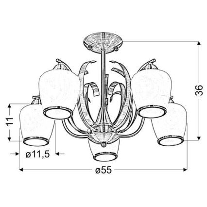 Candelabro pendente OPERA 5xE27/60W/230V