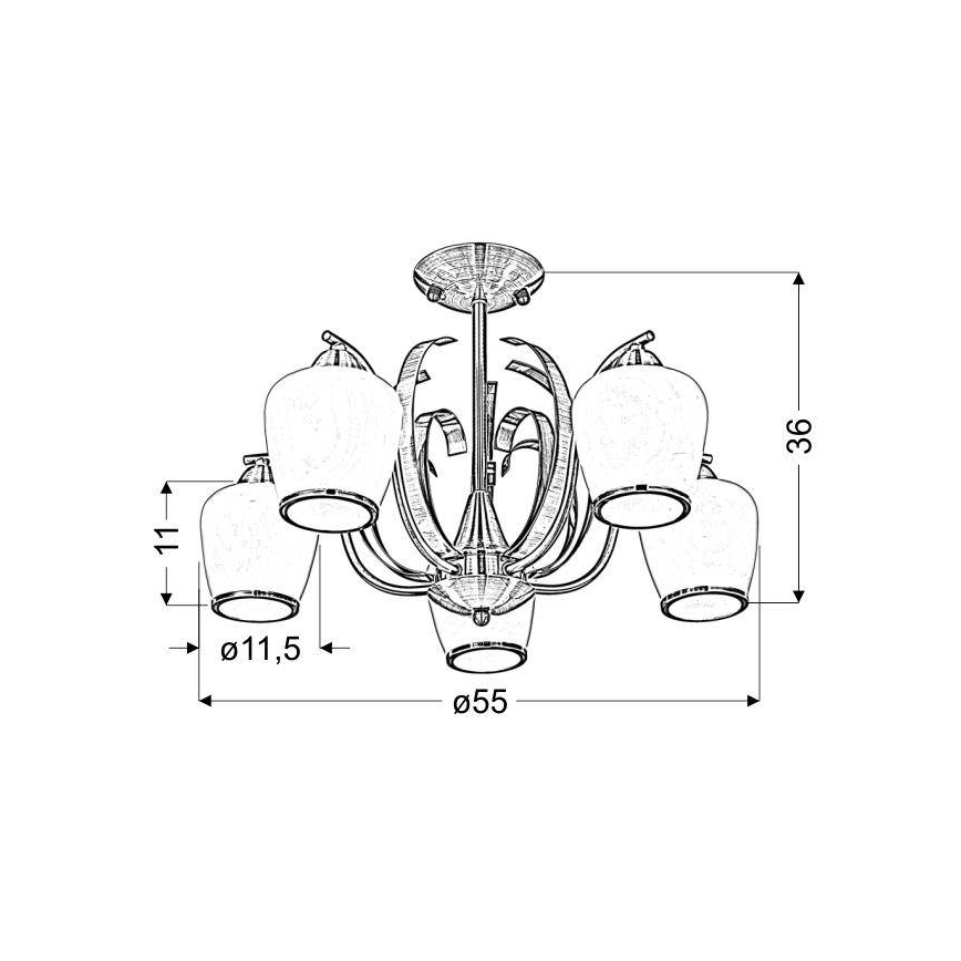 Candelabro pendente OPERA 5xE27/60W/230V