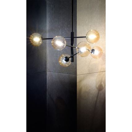 Candelabro pendente ORO 6xG9/12W/230V preto antigo/dourado