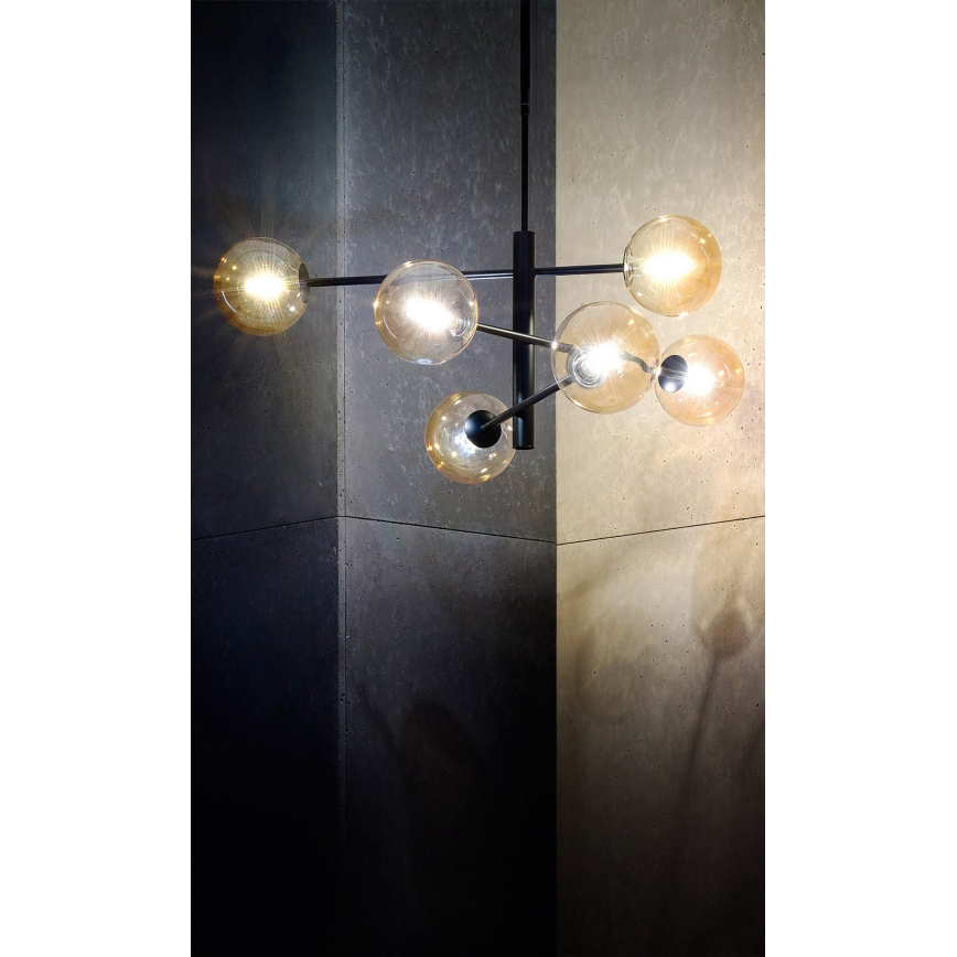 Candelabro pendente ORO 6xG9/12W/230V preto antigo/dourado