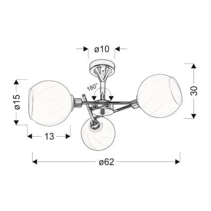 Candelabro pendente RAUL 3xE14/40W/230V