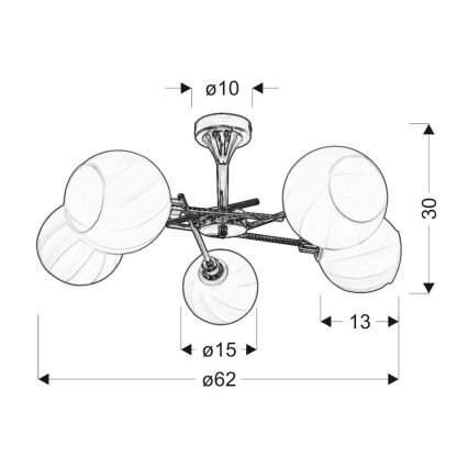 Candelabro pendente RAUL 5xE14/40W/230V