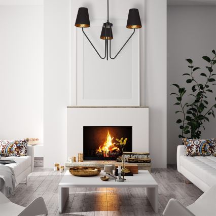 Candelabro pendente VICTORIA 3xE27/60W/230V preto antigo