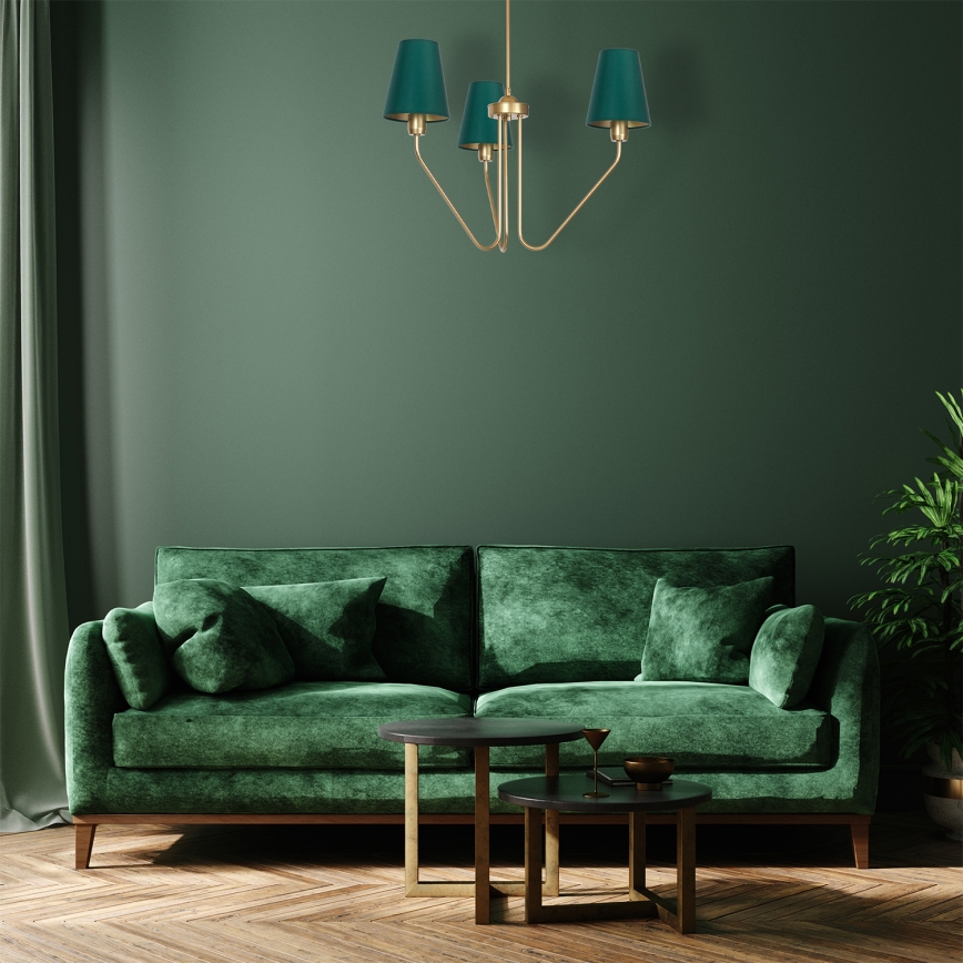 Candelabro pendente VICTORIA 3xE27/60W/230V verde