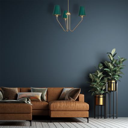 Candelabro pendente VICTORIA 3xE27/60W/230V verde