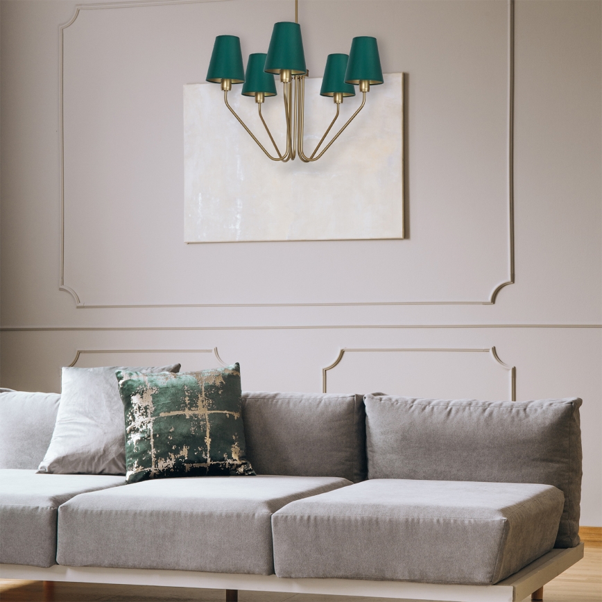 Candelabro pendente VICTORIA 5xE27/60W/230V verde