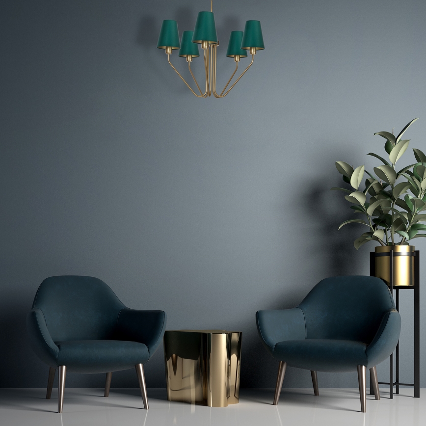 Candelabro pendente VICTORIA 5xE27/60W/230V verde