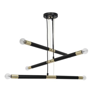 Candelabro pendurado BASTONE 6xE14/40W/230V preto/dourado