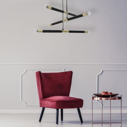 Candelabro pendurado BASTONE 6xE14/40W/230V preto/dourado