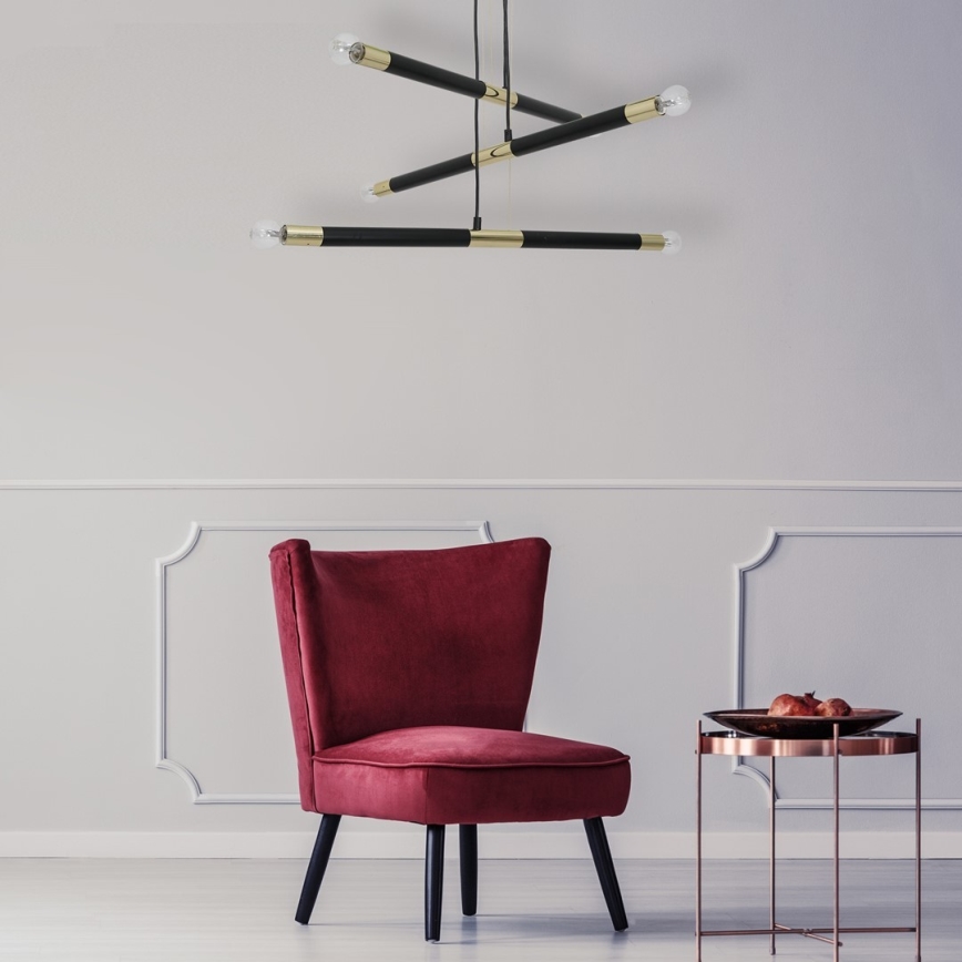 Candelabro pendurado BASTONE 6xE14/40W/230V preto/dourado